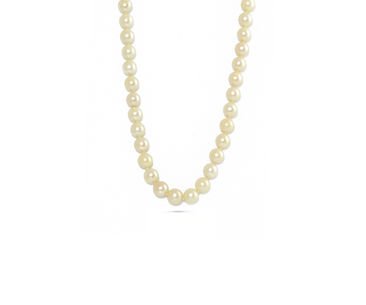 Colar Perolas e Diamantes Naturais em Ouro Branco 18K 45cm