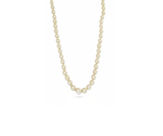 Colar Perolas e Diamantes Naturais em Ouro Branco 18K 50cm