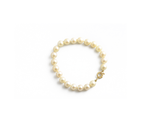 Pulseira Perolas Naturais em Ouro Amarelo 18K 19cm