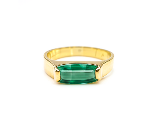 Anel Turmalina Verde Ouro Amarelo 18K