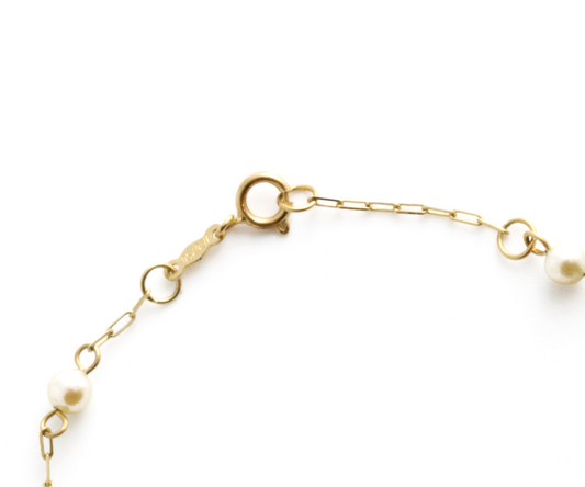 Pulseira Infantil Pérola Natural em Ouro Amarelo 18K