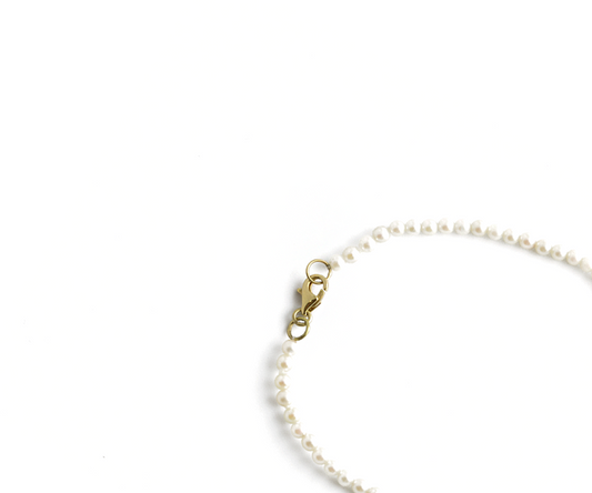 Pulseira Perola Natural em Ouro Amarelo 18K 18cm